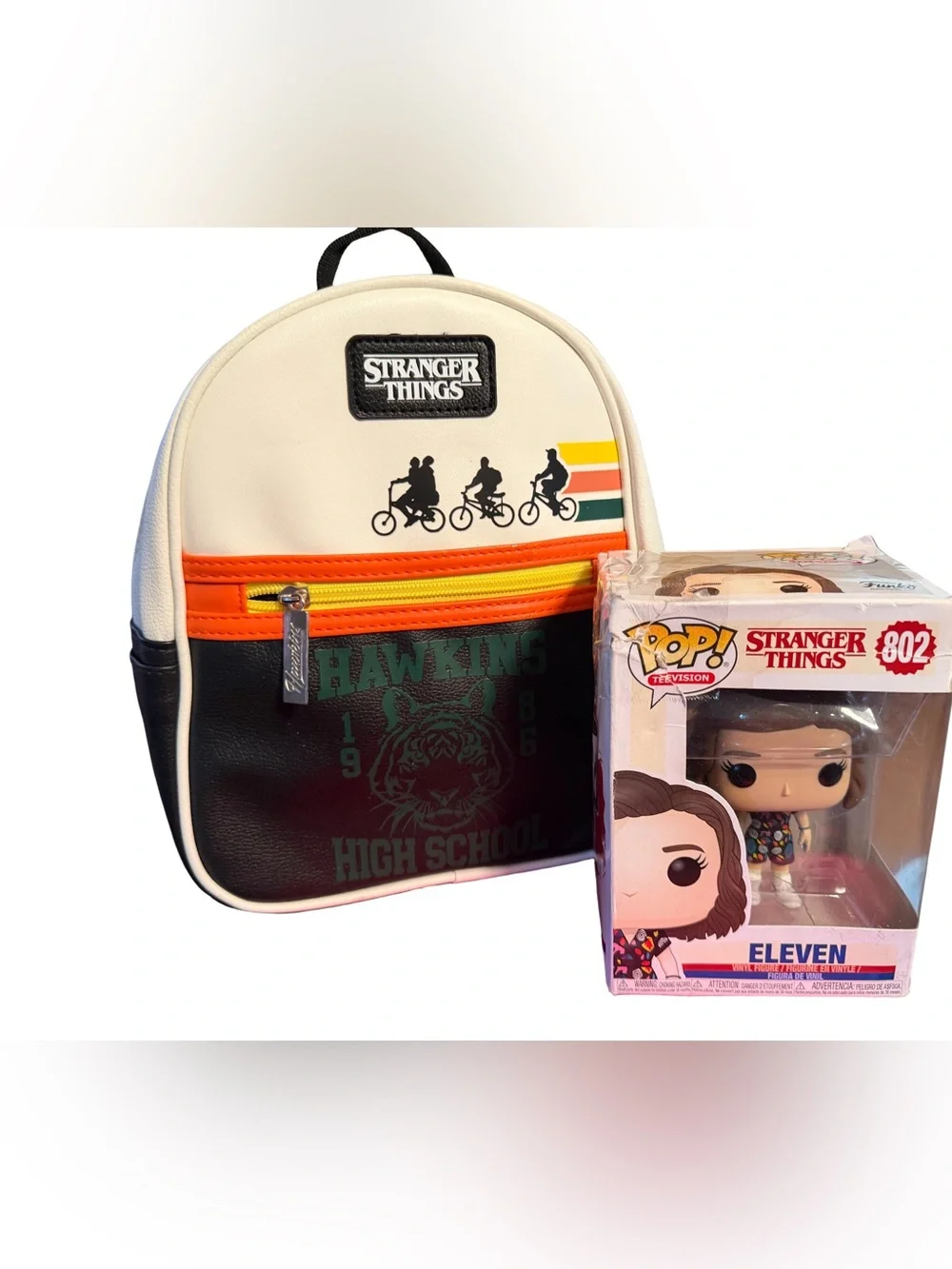 Stranger Things NWT Black Cream & Orange Backpack with Eleven Pop Television